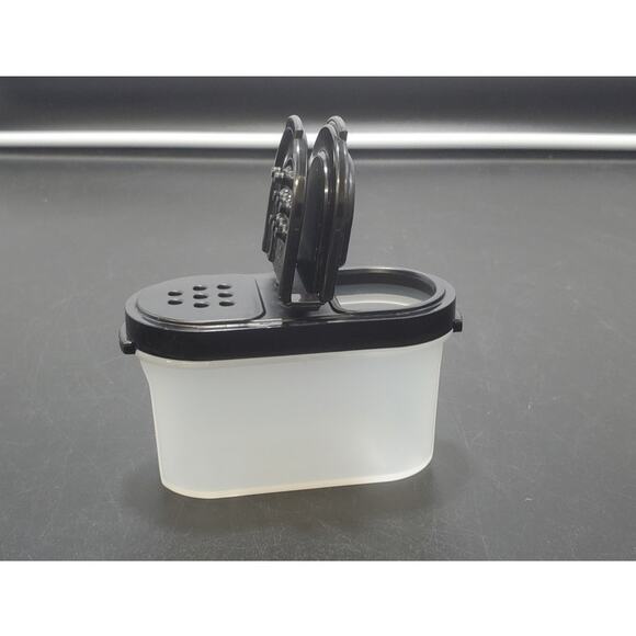 Tupperware Small Spice Shaker Container Sheer w/Black Lid & Flip Top Cap - Picture 2 of 4